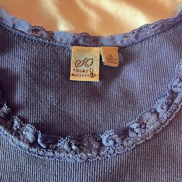 Blue Lace Trim Tank Top - Picture 2 of 4